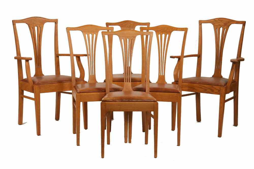 Appraisal: SET OAK DINING CHAIRS - Six American Golden Oak Dining