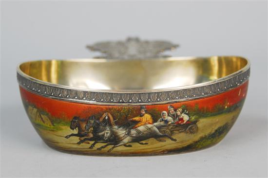 Appraisal: RUSSIAN SILVER AND ENAMEL PRESENTATION KOVSCH Vladimirov Moscow circa decorated