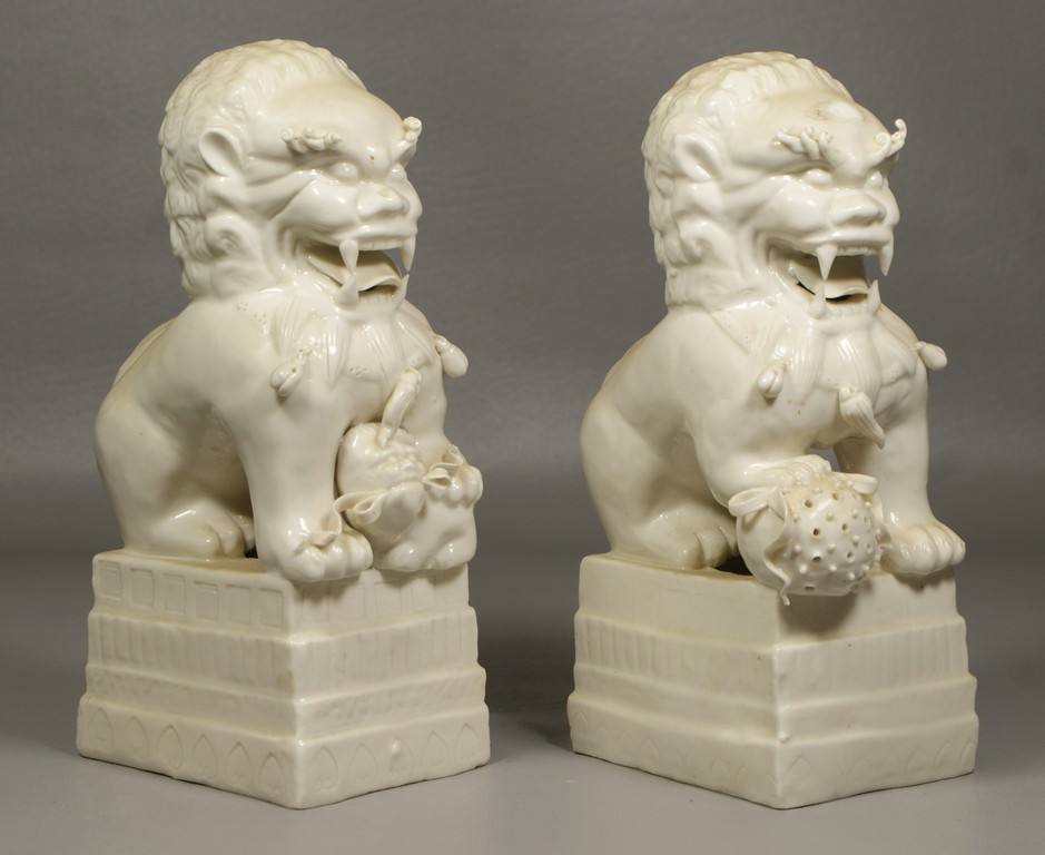 Appraisal: Pair of Blanc de Chine Foo Dogs approx high