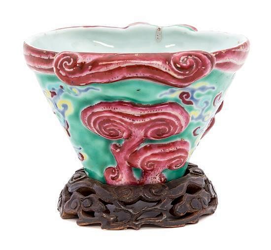 Appraisal: A Polychrome Enamel Porcelain Libation Cup Width inches A Polychrome