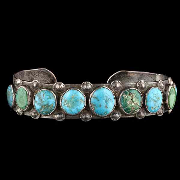 Appraisal: Navajo Silver and Turquoise Bracelet Collected by Virginia Doneghy -