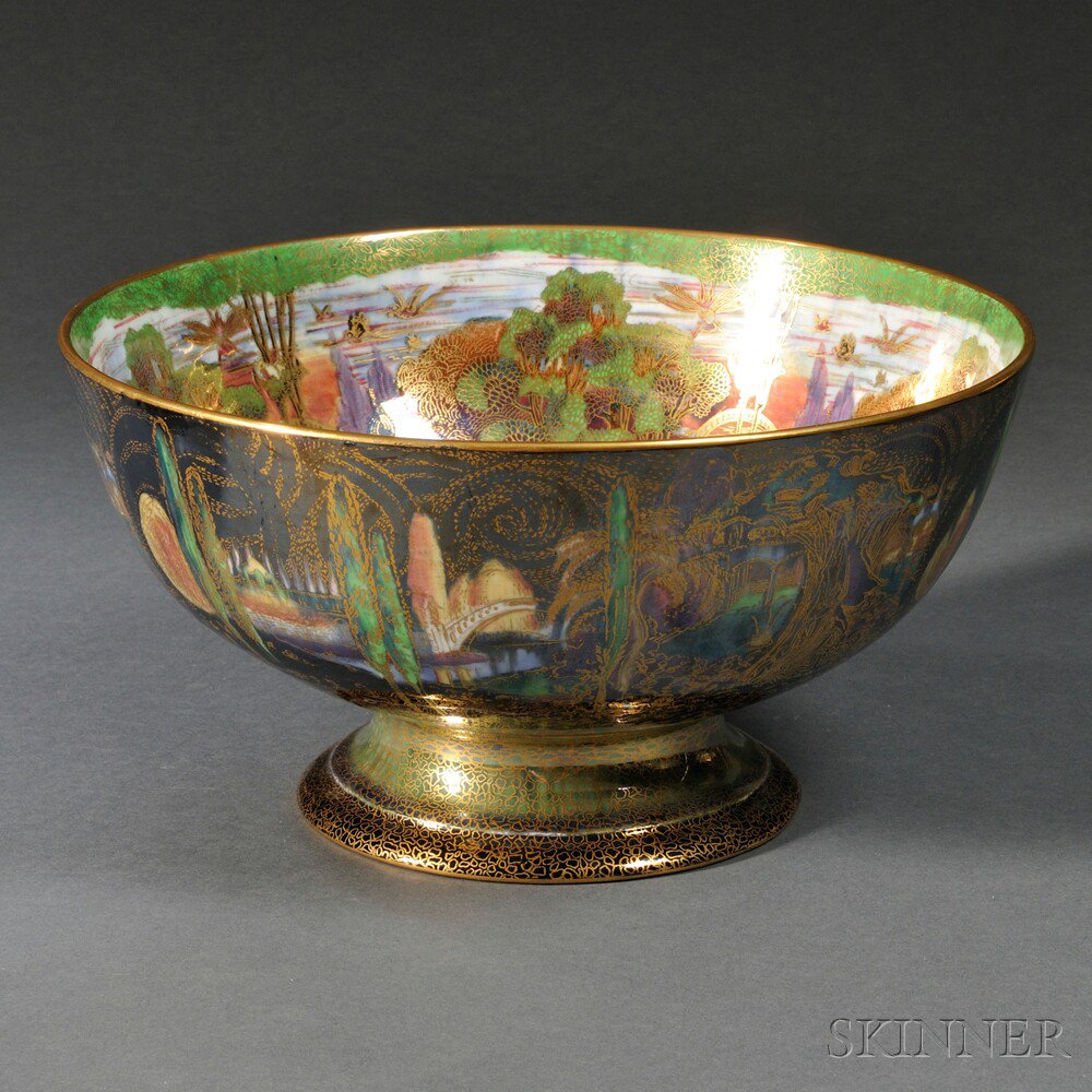 Appraisal: Wedgwood Fairyland Lustre Poplar Trees Punch Bowl England c the