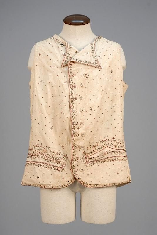 Appraisal: GENTS METALLIC EMBROIDERED WAISTCOAT - Cream tabby cotton having wide