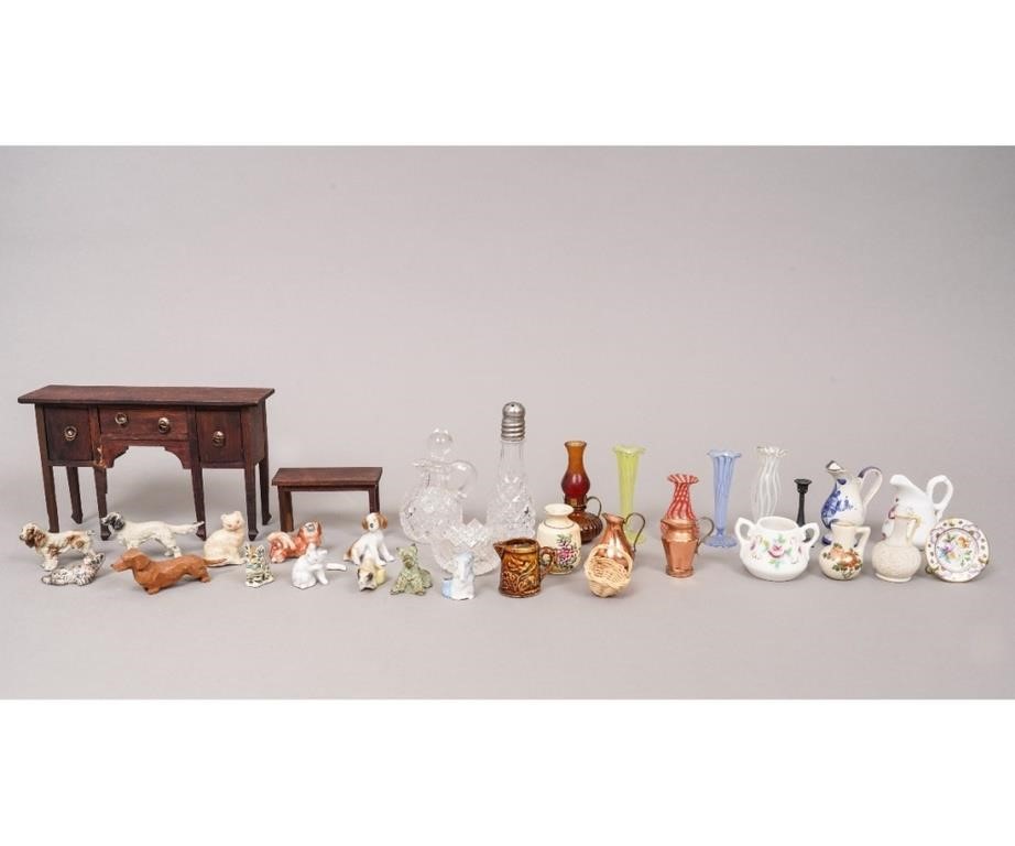 Appraisal: Doll house accessories to include a miniature wood sideboard h