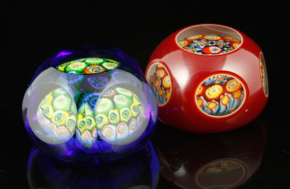 Appraisal: - Pr Millefiori Glass Paperweights Pair of paperweights one millefiori