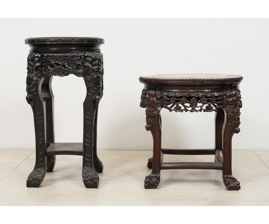 Appraisal: Two Asian carved plant stands late th c each with