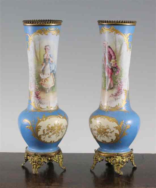 Appraisal: A pair of Sevres style porcelain and gilt metal mounted