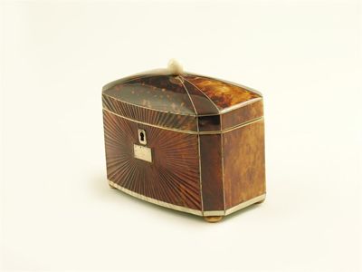 Appraisal: A Regency tortoiseshell and ivory strung octagonal tea caddy the