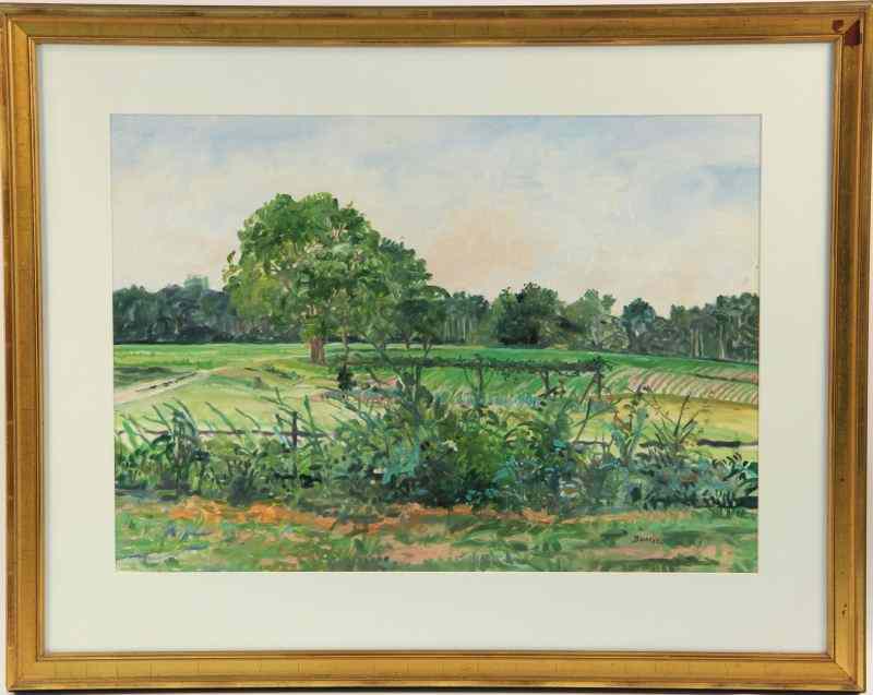 Appraisal: Bass th c Green Farm Fieldswatercolor on paper dated signed