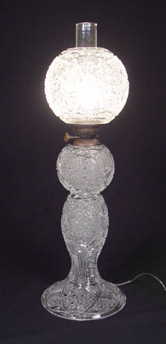 Appraisal: BOHEMIAN CUT GLASS BANQUET LAMP Cut glass globular shade and