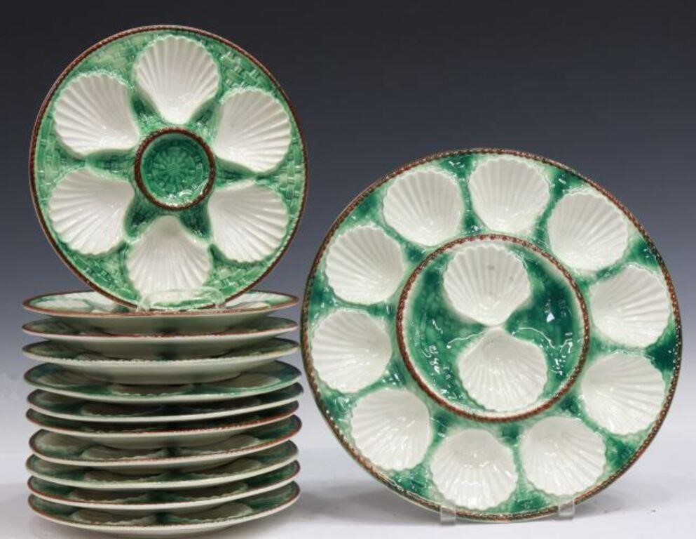 Appraisal: lot of French Longchamp faience oyster service th c having