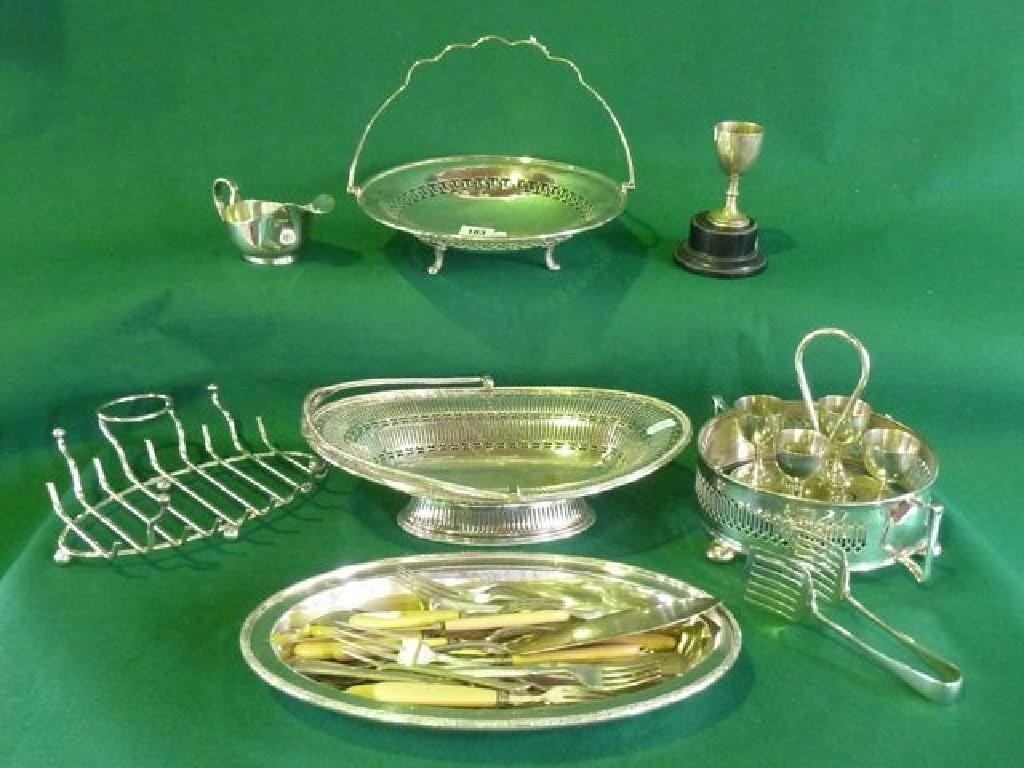 Appraisal: An interesting collection of plated wares including two bread baskets