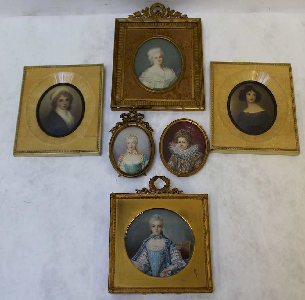 Appraisal: Lot Of Framed Miniature Portraits From a Mohegan Lake NY