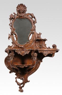 Appraisal: Rococo style carved girandole fruitwood elaborately carved with figures and