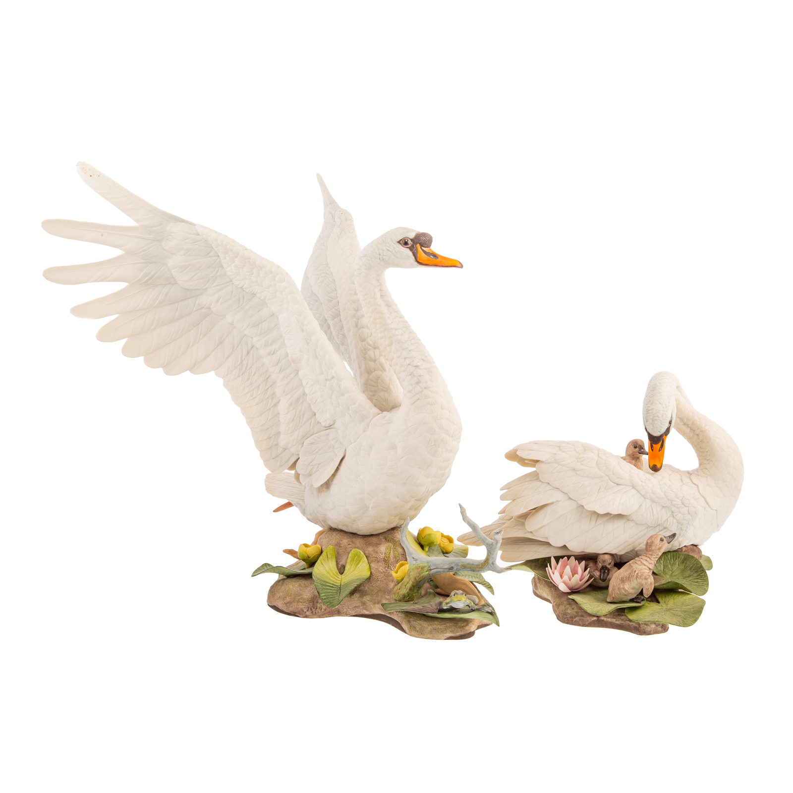 Appraisal: A PAIR OF BOEHM PORCELAIN MUTE SWANS Highly detailed painted