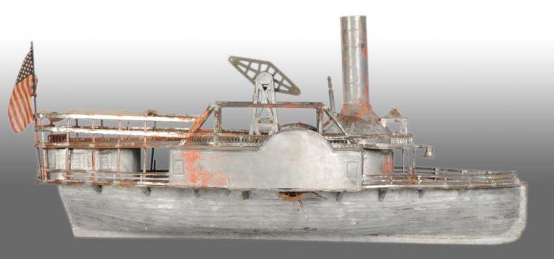 Appraisal: Metal Folk Art Paddle Wheel Boat Description Solid construction Remnants