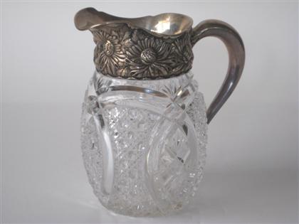 Appraisal: Cut glass water pitcher with sterling silver rim and lip