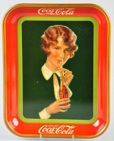 Appraisal: Coca-Cola Serving Tray Description Features girl with bottle and straw