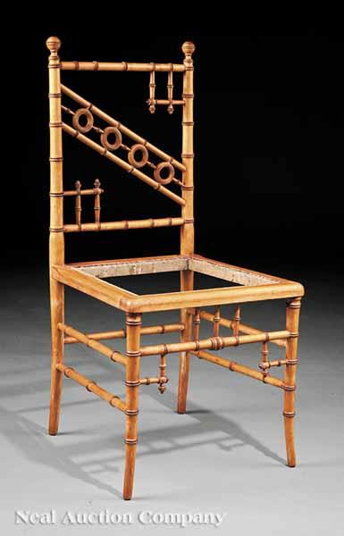 Appraisal: An American Aesthetic Faux Bamboo Maple Side Chair late th