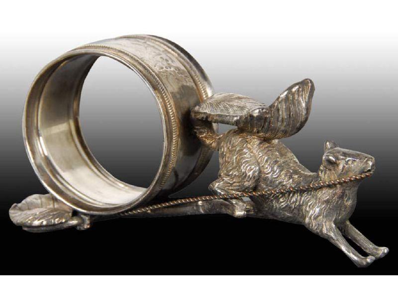 Appraisal: Running Squirrel Pulling Figural Napkin Ring Description No manufacturer's mark