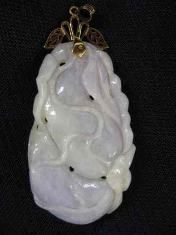 Appraisal: Chinese Carved Jade Pendant lavenderwith traces of green K gold