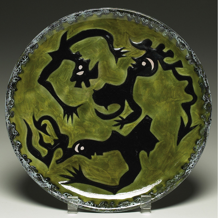 Appraisal: Jean Lurcat plate stylized figures in black against a green