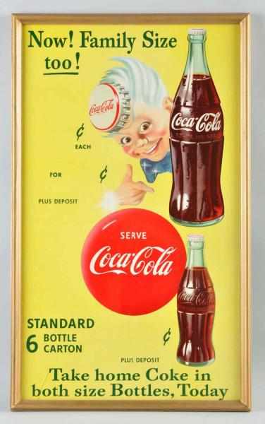 Appraisal: Cardboard Coca-Cola Sprite Boy Poster s Framed under glass Clean