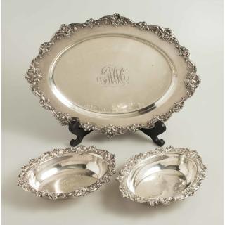 Appraisal: Gorham Sterling Bowls Tray Gorham sterling oval tray monogrammed with