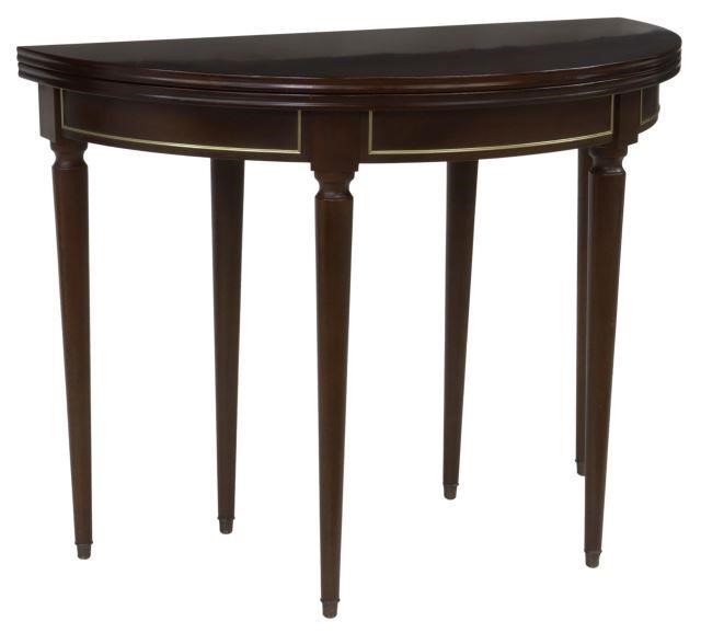 Appraisal: French Louis XVI style mahogany flip-top table th c demilune