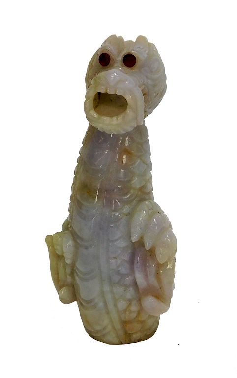 Appraisal: Chinese Qing Dynasty Carved Jadeite Dragon Figure China Qing Dynasty