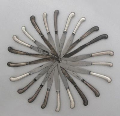 Appraisal: Twenty-three various George II side knives with pistol handles and