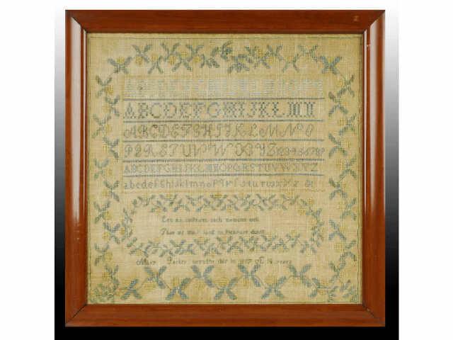 Appraisal: Mary Parker Alphabet Sampler Description Mary Parker wrought this in