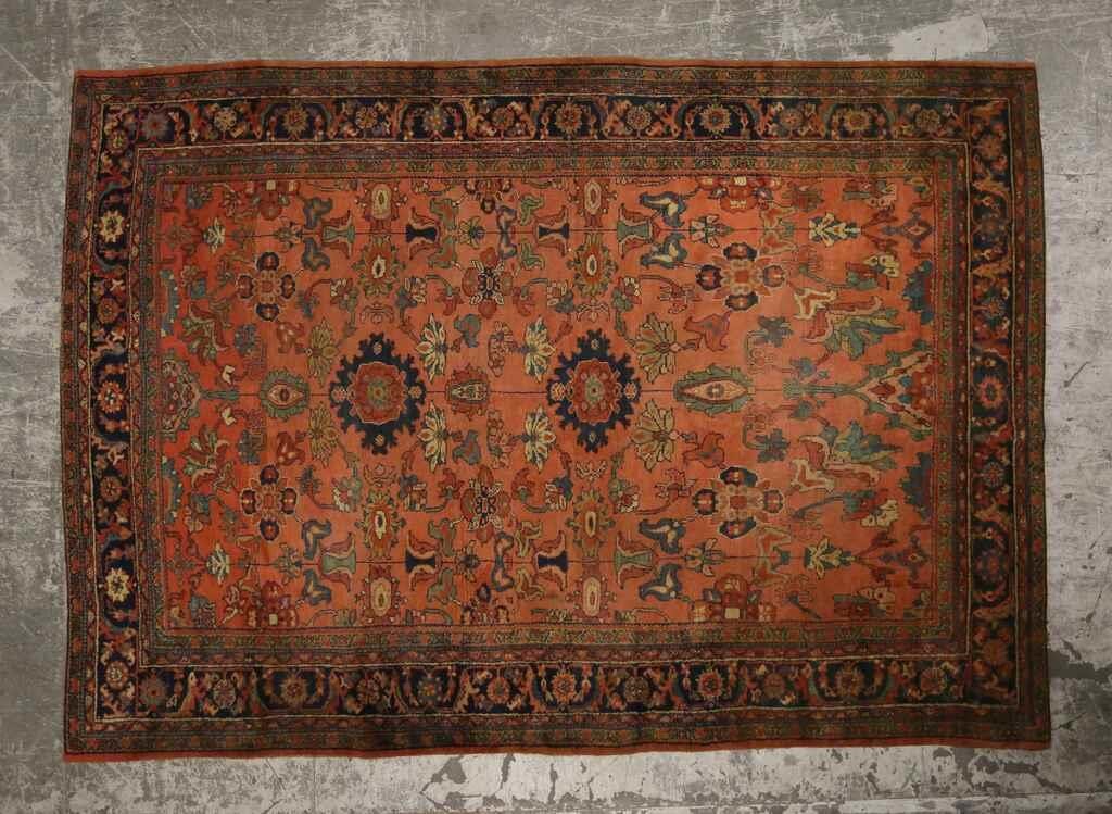 Appraisal: PERSIAN SAROUK RUGPersian sarouk rug Polychromatic design with two medallions