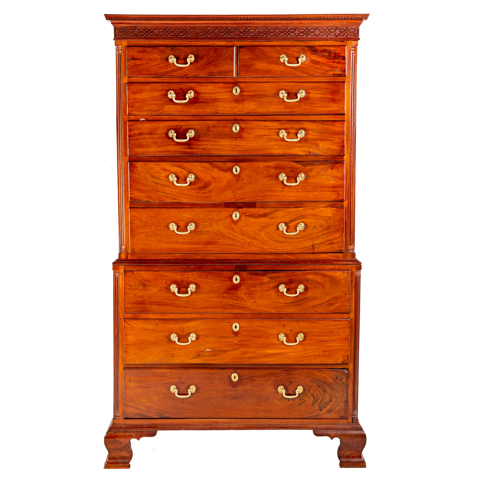 Appraisal: AMERICAN CHIPPENDALE MAHOGANY CHEST ON CHEST Pennsylvania circa - Three-part