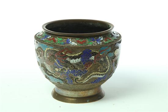 Appraisal: CHAMPLEVE JARDINIERE China late th-early th century Brass vase with