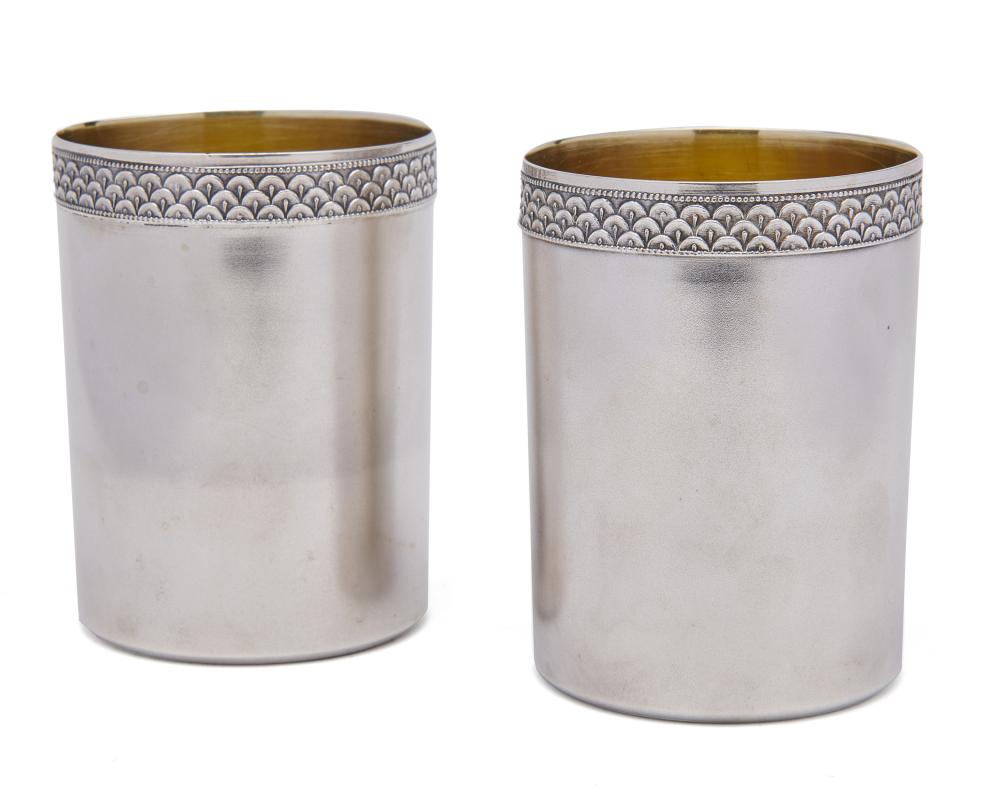 Appraisal: Two Russian Silver Beakers Faberge workshop makers height in weight