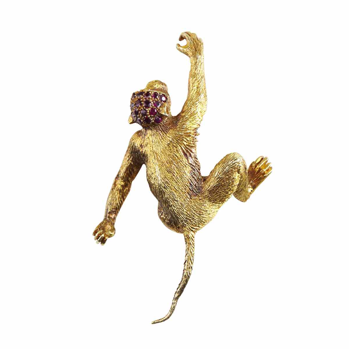 Appraisal: k Yellow Gold Brooch whimsically formed as a climbing monkey