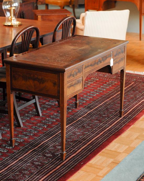 Appraisal: Early th C Burled Wood Desk leather insert single drawer