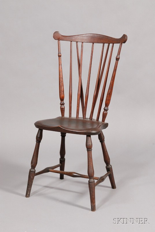 Appraisal: Mahogany Braced Fan-back Windsor Side Chair possibly Pennsylvania late th