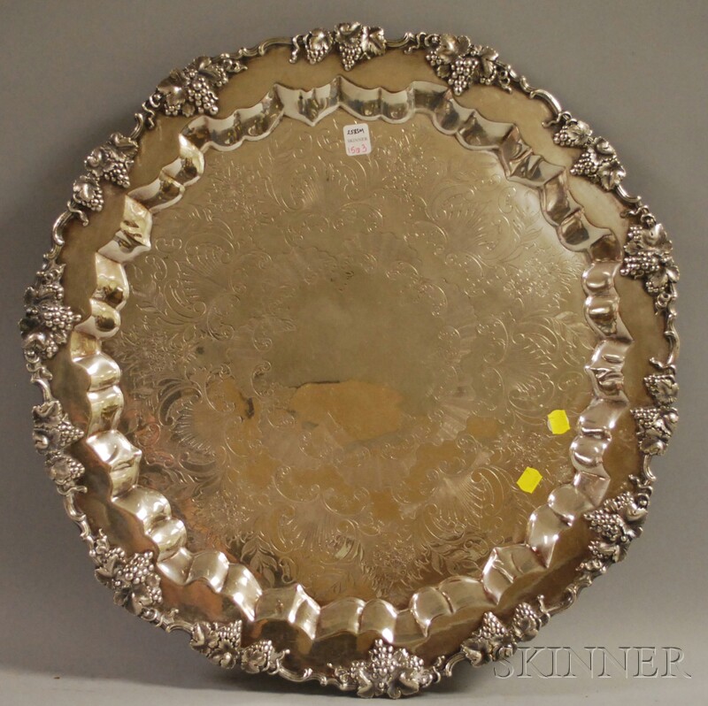 Appraisal: Large Circular Silver-plated Footed Serving Tray dia in