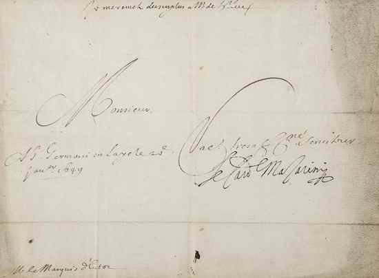 Appraisal: Mazarin Jules Cardinal diplomat and politician - Letter signed Le