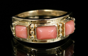 Appraisal: An Angel Skin Coral Ring in Gold k yellow gold