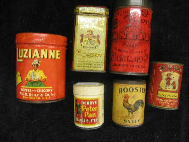 Appraisal: Advertising Tins Peter Pan Peanut Butter Rooster Snuff Buster Brown