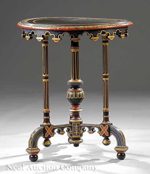 Appraisal: An American Neo-Grec Polychromed Gu ridon late th c top