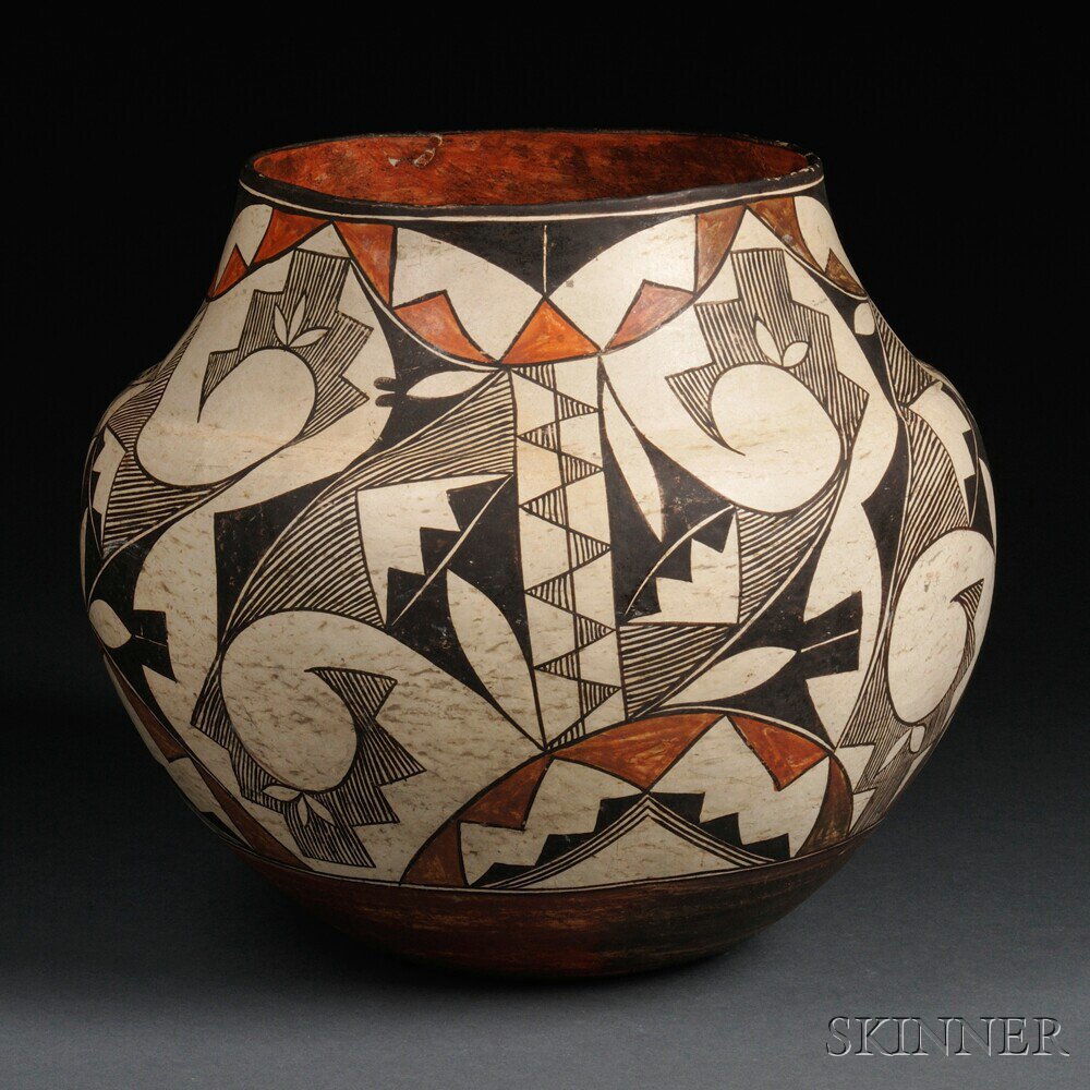 Appraisal: Acoma Polychrome Pottery Jar c with a flowing design composed