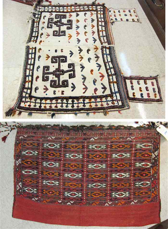 Appraisal: TWO PERSIAN TRIBAL WEAVINGS Shiraz region horse blanket and a