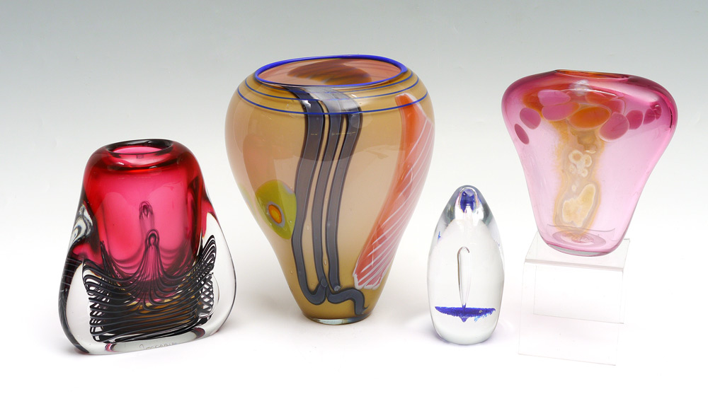 Appraisal: PIECE STUDIO ART GLASS VASES PAPERWEIGHT pieces total to include