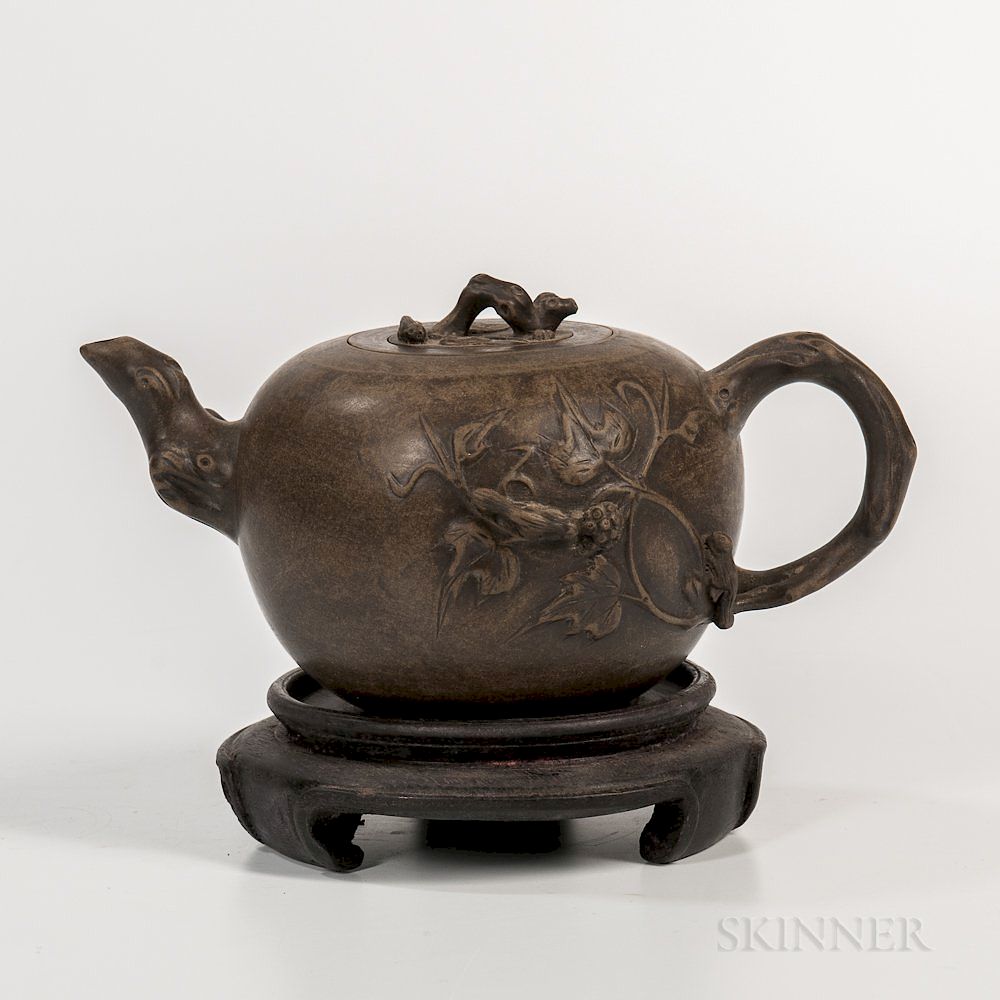 Appraisal: Gray Yixing Teapot Gray Yixing Teapot China th century globular