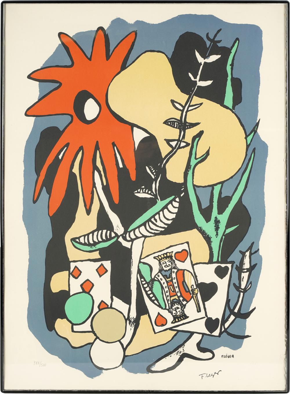 Appraisal: AFTER FERNAND LEGER - STILL LIFE WITH PLAYING CARDSlithograph on