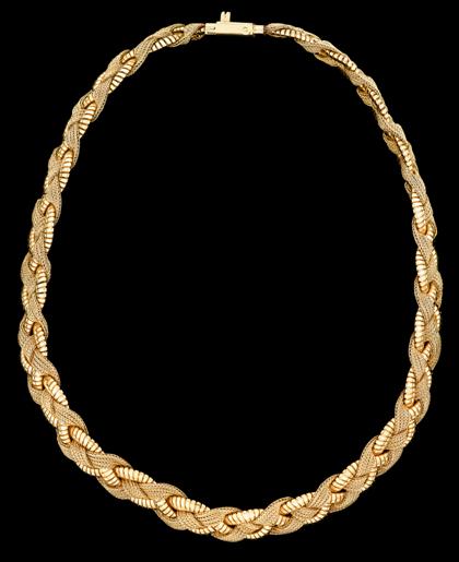 Appraisal: karat yellow gold woven necklace ForstnerBraided rope twist style necklace